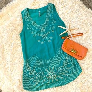 Monoreno Boutique boho teal tank